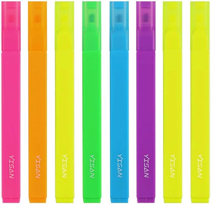 YISAN Highlighters Assorted Colores,Soft Tip Highlighters No Bleed,Journal Pens 70955
