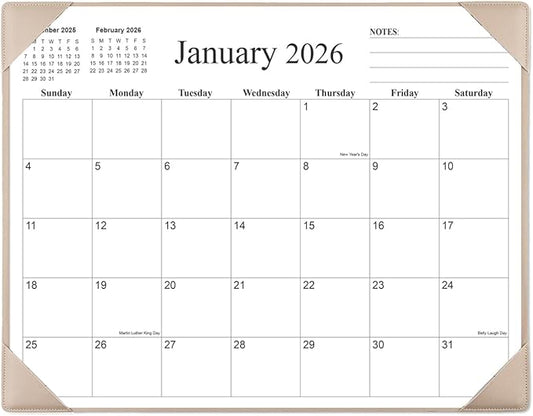 Simplified Desk Calendar 2026 with Desktop Mat, 18 Month Large Desk Pad Calendar from January 2026 to June 2027, 22" x 17" Desk Pad Calendar 2026-2027 for Home, School Office, Beige
