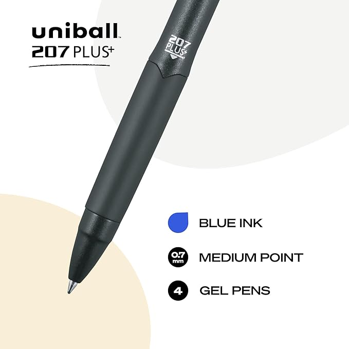 207PLUS+ Gel, 0.7MM, Blue, 4pk