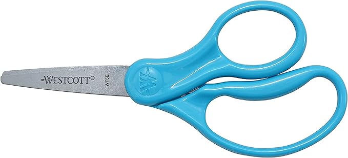 Westcott Right- & Left-Handed Pointed Scissors for Kids Ages 6+, Durable Stainless Steel Blades, Back to School Supplies, Classroom Scissors, Includes Storage Rack, 5-Inch, 12 Pack, Assorted Colors