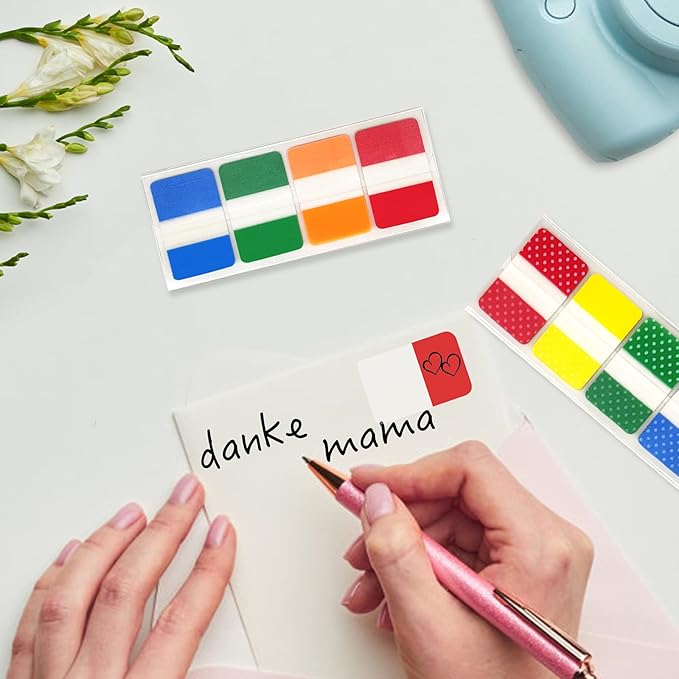KICNIC Sticky Index Tabs 960 Pcs, 1 inch Divider Tabs Stick On, Page Marker Bookmark, Write Tab Flags Self Adhesive, 12 Dispensers, 20 Pcs/Color