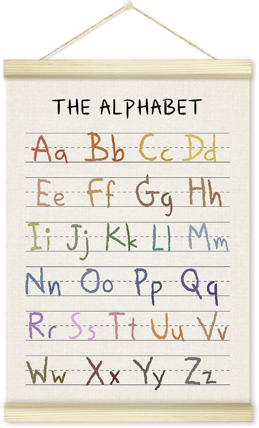Zyoge Alphabet Poster Hanger Frame, Educational Learning Poster Frames Artwork Canvas Wall Art Prints, ABC Alphabet Wall Decor Art Prints Hanging For Nursery Playroom Classroom 12x16 Inch - 28
