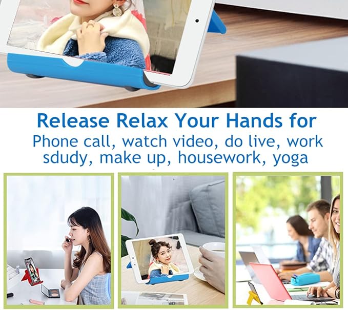Cell Phone Stand for Desk 2 Pack Mobile Phone Holders Desktop Tablet Stand, Foldable Phone Dock Universal Adjustable Tablet Stand for Desk Compatible with Cell Phone Support (White 2 PCS)