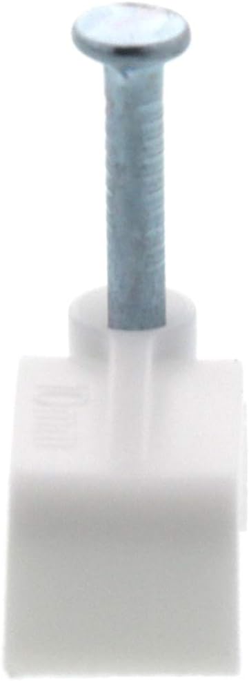 Secure 10mm White Flat Nail Cable Clip for Coax, Ethernet, and Telephone Cable Management - 100 Pack