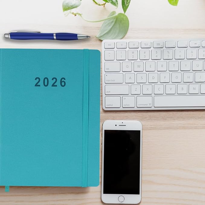 2026 Planner - Weekly and Monthly Planner, Jan 2026 - Dec 2026, Vegan Leather Cover, Elastic Closure, 8.5"x11", Teal