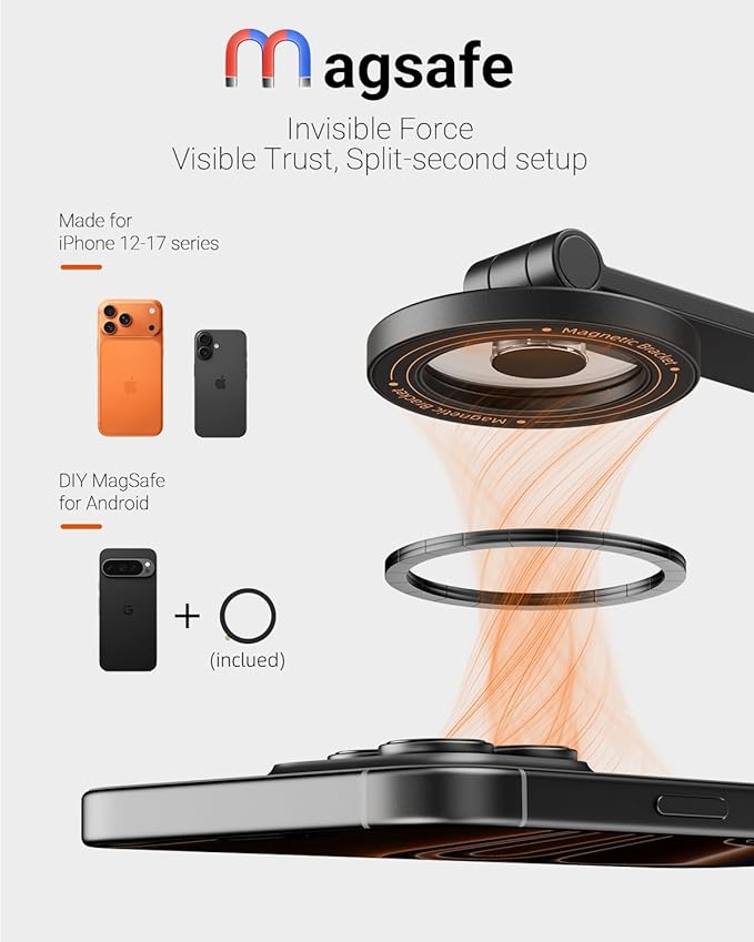 69" Magnetic Phone Tripod, Tripod for iPhone with Remote & Strong Magnetic Holder for Magsafe, Stable Cell Phone Tripod for Video Recording, Essential Tripod & Monopod Accessories for iPhone/Android