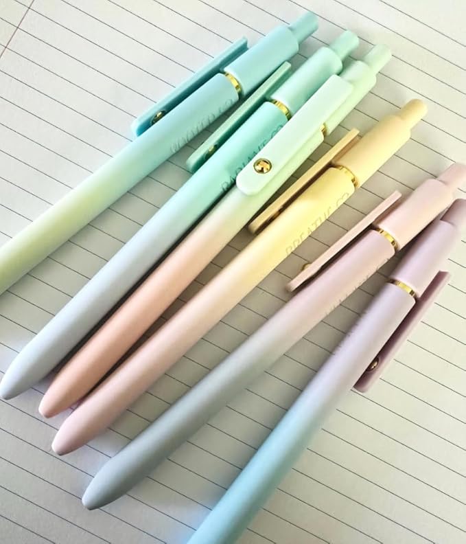 6-Pen Set | Unhinged But High-Functioning Engraved Soft-Touch Gel Pens｜Snarky Sarcastic Emotional Support Pens｜Office Supplies (Gold Ombre)