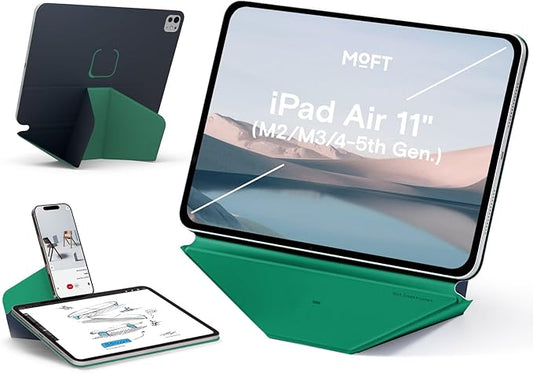 MOFT Dynamic Folio Tablet Stand for Desk Compatible with iPad Air 11"(M3 2025/M2 2024) & iPad Air 10.9"(5th 2022/4th 2020), Slim Magnetic Tablet Holder with 20+ Viewing Angles, Navy Blue x Oz Green