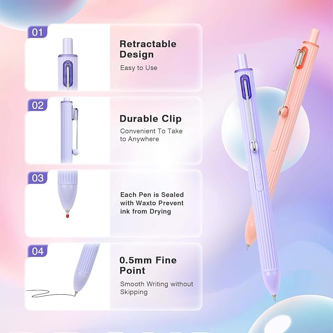 Ddaowanx Gel Pens,5Pcs Fine Point Smooth Writing Pens with Textured Silicone Pen Sleeve into a Sensory ADHD Tool,0.5mm Quick Dry Black Ink for Journaling,Writing,Note Taking,Office&School Supplies