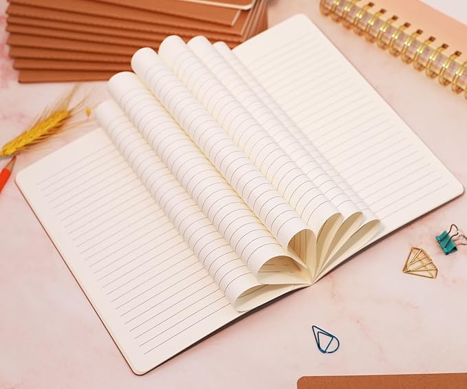 48 Pack A5 Lines Notebook Bulk Kraft Cover College Ruled, Lined Paper Travel Journals Composition Diary Subject Notebooks Planner, 60 Pages, 8.3”x 5.5”