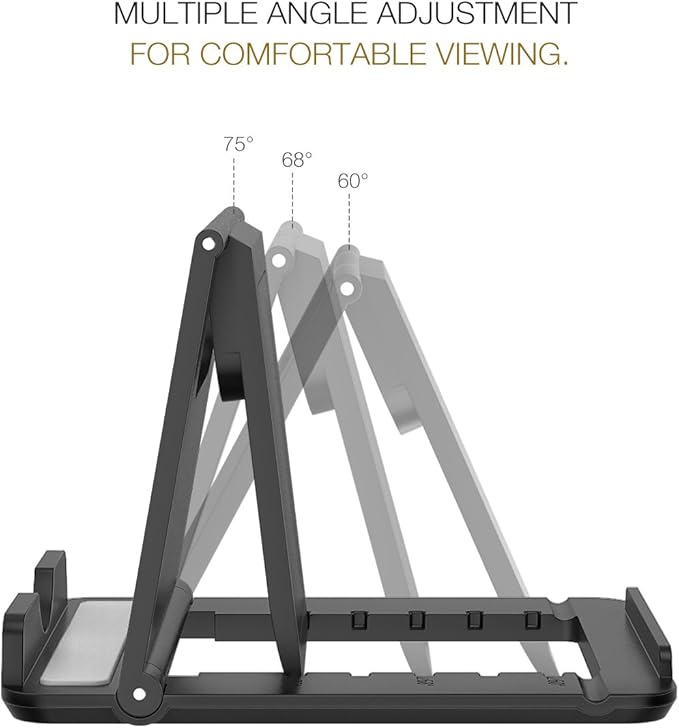 MoKo Adjustable Foldable Portable Electronic Device Stand, Compatible with 6-11 Inch Tablets and Phones, Strong and Durable ABS and Rubber Construction, Easy to Adjust and Fold