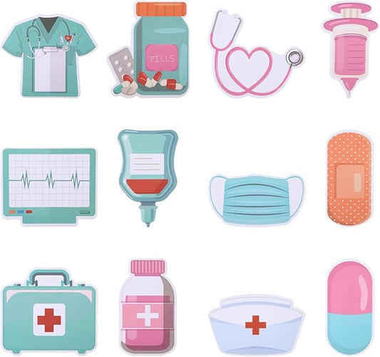 12 Pack Mini Funny Nurse Sticky Notes, Nurse Essentials Gifts Notepad Medical Assistants Stickers, Gifts for Nurses Hospital Themed Cute Memos Pads, Office Nurse Accessories Medical Sticky Notes