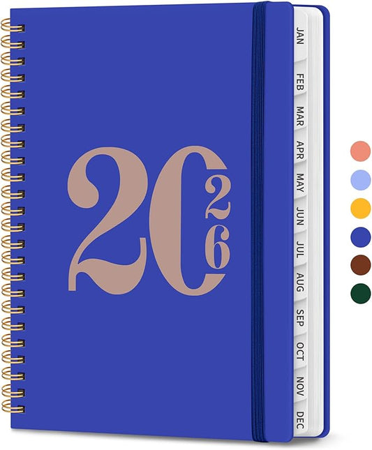 2026 Planner, Weekly and Monthly Calender Planner, Jan 2026 to Dec 2026, Hardcover 2026 Calendar Book with Tabs & Inner Pocket, Office Home School Supplies for Women & Men - A5 (6.3" x 8.5"), Royal Blue