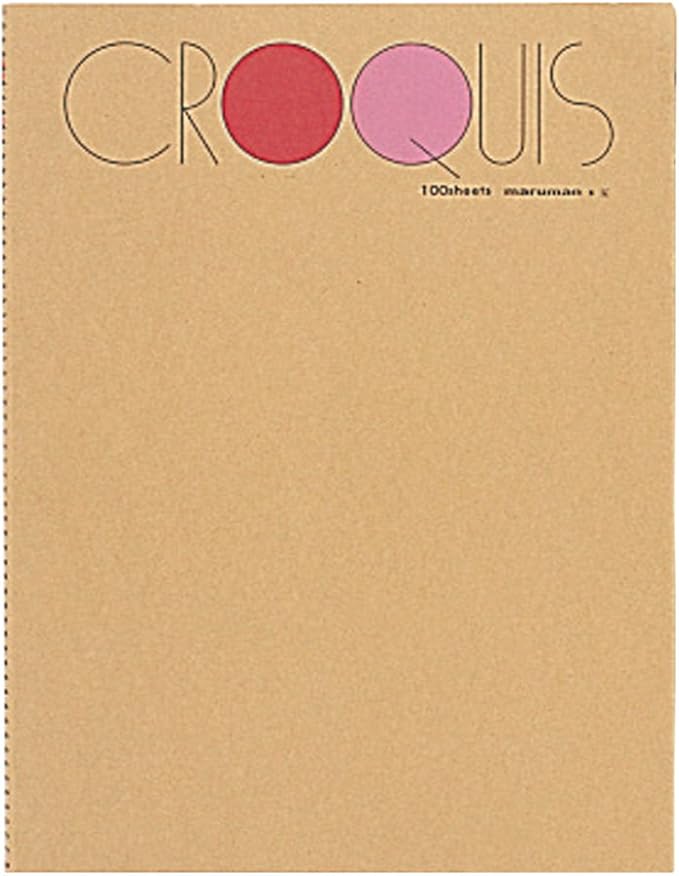 Maruman Croquis Premium Quality Drawing Pad, Large, 14.25" x 10.91", Acid-Free Drawing Paper, Durable TSK Thread Binding, Classic Cardboard Cover, Portable Artist Sketchbook, Red, Made in Japan