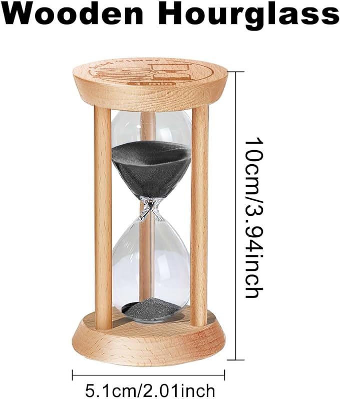 1 Minute Hourglass, 1 Min Wooden Sand Timer, Wood Sand Watch, One Minute Mini Hour Glass, Reloj De Arena, Small Sandglass for Toothbrush Timer, Cooking, Decorative, Work, Game, Gift, Black