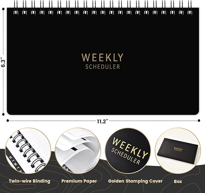 Weekly Planner 2026 - Spiral Bound, 11.2'' x 6.3'', Undated Daily Productive Weekly Planner, 55 Weeks
