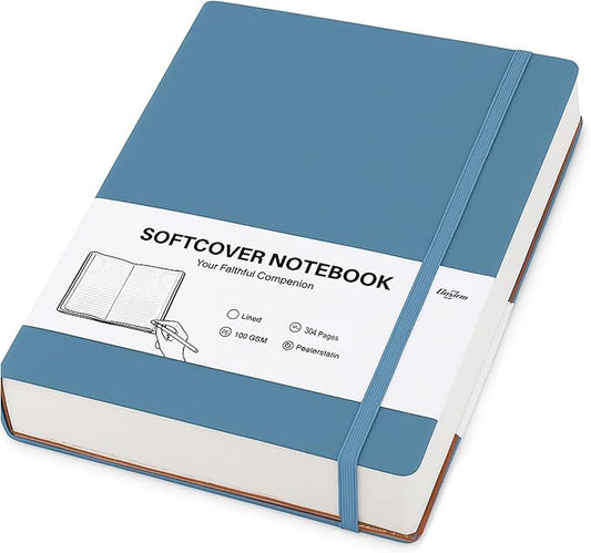 Gosirm Lined Journal Notebook, Thick Journals College Ruled for Writing, 304 Pages Leather Notebook 100 Gsm Lined Paper, Daily Diary Notebook for Work, Office, Note Taking, 7.6'' X 10'' Navy Blue