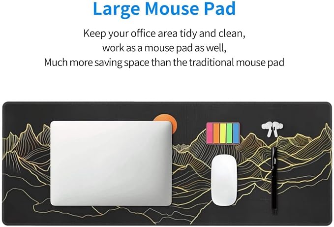 Desk Pad,Office Desk Mat 31.5"×11.8" Large Gaming Mouse Pad,Durable Extended Computer Mouse Pad,Waterproof Thick Big Mouse Pads with Non-Slip Rubber Base Office Home Black Mountain Sunset