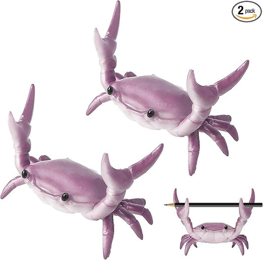 2 Pack Desk Crab Pen Holder, Creative Weightlifting Crab Pencil Stand Holder, Desk Organizers and Accessories, Cute Office Decor for Small Items at Home, School, Studio (Purple)