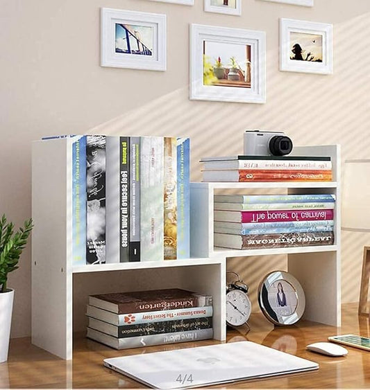 Adjustable Desktop Bookshelf & Desk Organizer Shelf, Counter Top Free Style Display Shelf Rack, Office Supplies Storage Shelf for Desk, Small Desk Hutch Top of Desk Organizers and Accessories