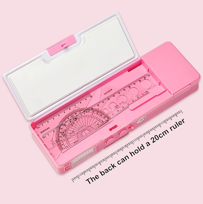 Pop up Multifunction Pencil Case for Kids, kawaii Pen Box Bag Pencil Holder for School Students,Cute Pencil box for Girls and Boys with Sharpener,Password Lock, Schedule, Whiteboard (Pink3)