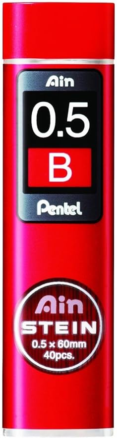 Pentel Ain Stein Mechanical Pencil Lead, 0.5mm B, 40 Leads (C275-B)