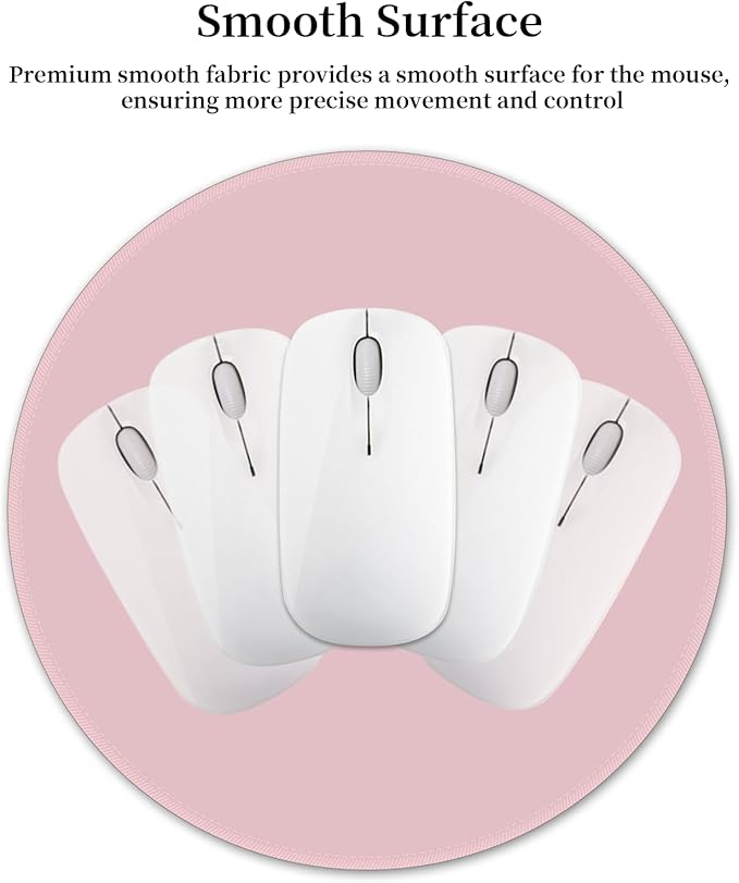 Mouse Pad for Desk, Small Cute Mousepad with Non-Slip Base, Round Mouse Pads for Wireless Mouse Laptop Gaming, Computer Mouse Mat for Women Home Office Travel Desk Accessories