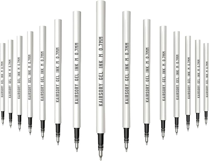 Black Gel Pens, Retractable Gel Ink Refills Bulk for Twist Pens, Fine Point 0.7mm Ink, Smooth Writing Retractable Click Refills(15 Pcs Pen Refills-Black Ink-0.7mm)