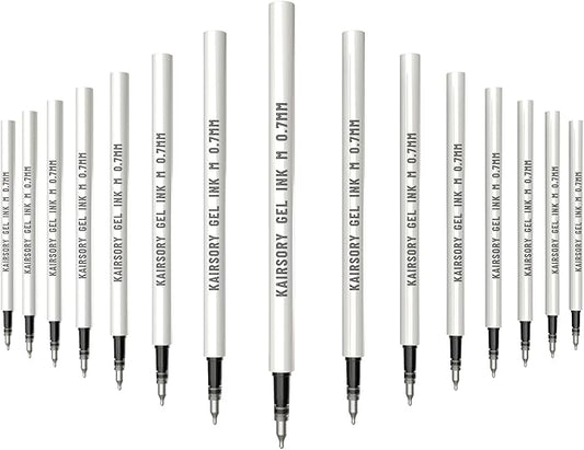 Black Gel Pens, Retractable Gel Ink Refills Bulk for Twist Pens, Fine Point 0.7mm Ink, Smooth Writing Retractable Click Refills(15 Pcs Pen Refills-Black Ink-0.7mm)