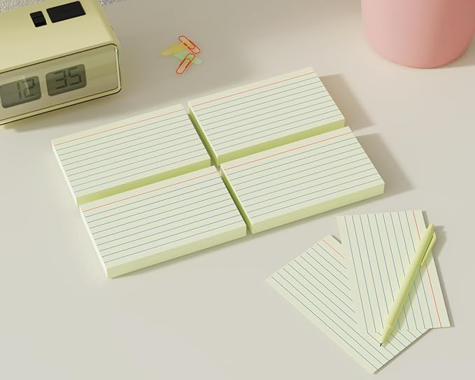 Cream Index Cards 3x5, 200 Pack, Ruled Index Cards, Flash Cards for Studying, Heavy Note Cards for Office, Home and School, 4 Packs of 50