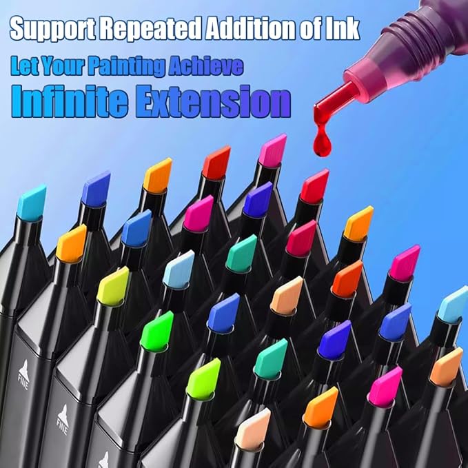Alcohol Markers 80 Colors with Base Dual Tip Art Drawing Markers for Anime Sketch Illustrations - Refillable
