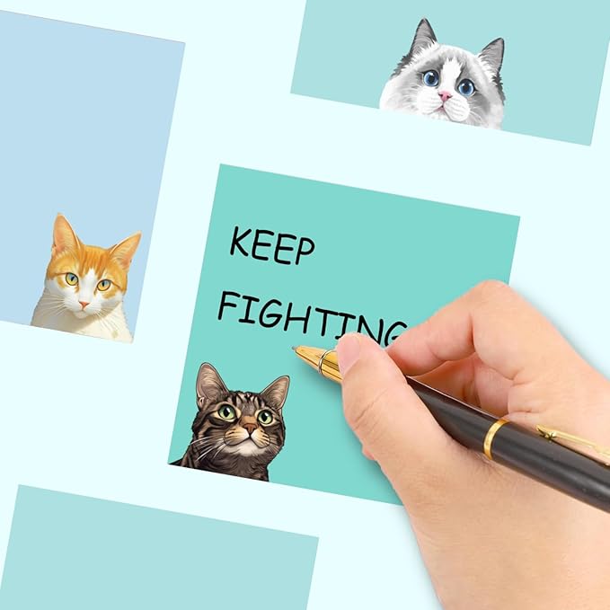 9 Pads Cute Sticky Notes Set, 3" x 3" Black Cat Self Stick Notepads, Funny Sticky Notes Set, Cat Stationery, Kawaii Adhesive Memo Pads, Cat Lover Gifts, Office Decor Desk Accessories, School Supplies