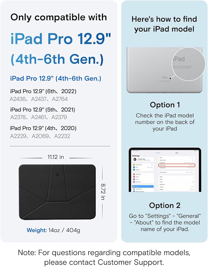 MOFT Dynamic Folio Tablet Stand for Desk Compatible with iPad Pro 12.9" (6th 2022 | 5th 2021 | 4th 2020), Slim Magnetic Tablet Holder Case with 20+ Viewing Angles, Jet Black