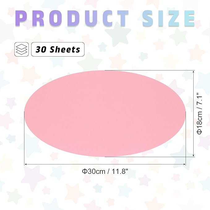 MECCANIXITY Oval Card Stock 7.1 Inch Width 11.8 Inch Length 30 Pcs 50lb/180gsm Colored Cutouts Paper Thick Cardstock Coaster for Craft Bulletin Board Decor, Pink
