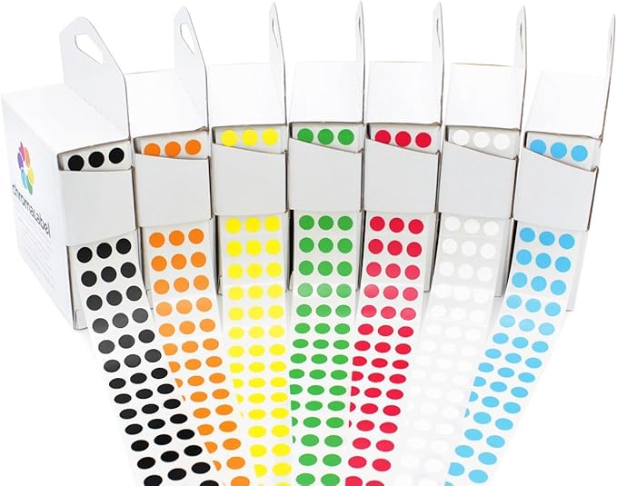 ChromaLabel 0.25 inch Standard Color Code Dot Label Kit, 7 Assorted Colors, 1000 Stickers per Dispenser Box