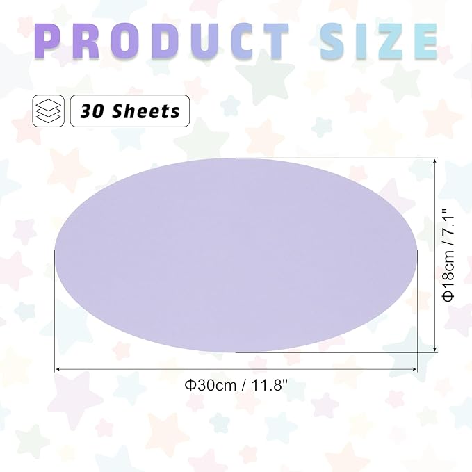 MECCANIXITY Oval Card Stock 7.1 Inch Width 11.8 Inch Length 30 Pcs 50lb/180gsm Colored Cutouts Paper Thick Cardstock Coaster for Craft Bulletin Board Decor, Light Purple