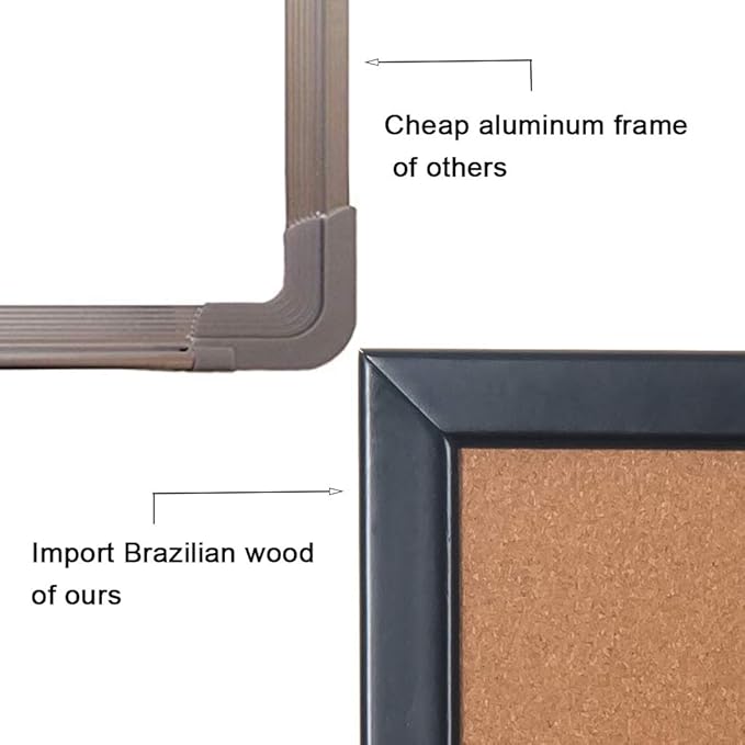 Gideal Cork Board 24 x 36 Inch Bulletin Board, Cork Notice Board 100% Wood Framed Brazil Imported, Mounting Hardware Push Pins Included