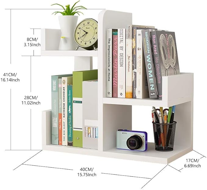 Wood Desktop Bookshelf Organizer Office Storage Rack Display Shelf