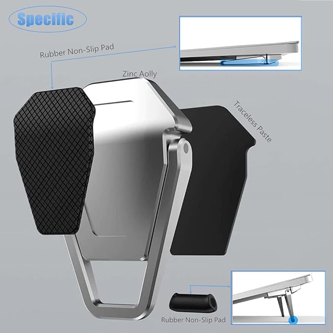 Portable Invisible Laptop Stand, Mini Aluminum Cooling Pad,Computer Keyboard Mount Kickstand,Ergonomic Lightweight Laptop Desk Stand (2pack（4pcs）)