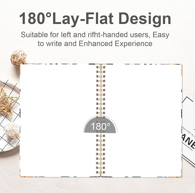Heveboik (3-Pack) A5 Blank Notebook - 70 Sheets/140 Pages Per Blank Paper Notebook, 100 GSM Thick White Paper, 5.8" x 8.3" Spiral Blank Journal, Flowers