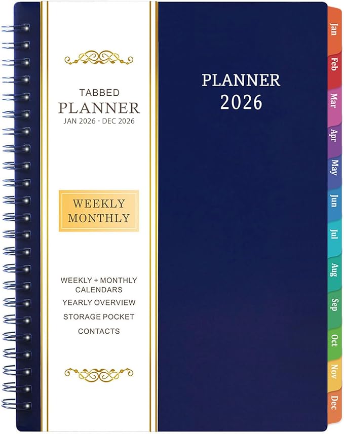 2026 Planner - Planner 2026, 2026 Planner Weekly and Monthly with Tabs, Jan 2026 - Dec 2026, 6.25" × 8.3", Strong Twin-Wire Binding