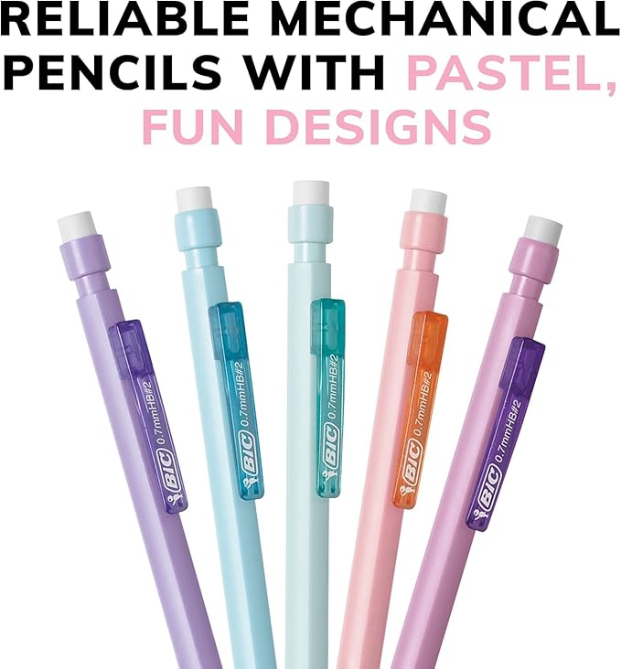 BIC Xtra Smooth Mechanical Pencil with Erasers,0.7 mm Point,Refillable,40 Count (Pack of 2)