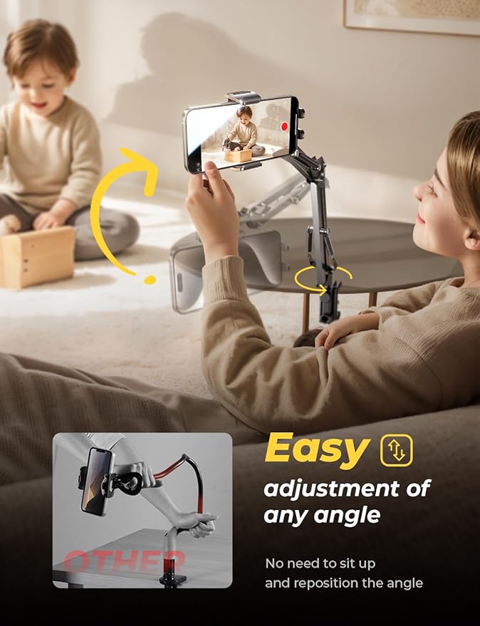 LISEN Gooseneck Phone Holder for Bed Desk [3rd Upgrade] Cell Phone Stand for Desk Bed Gaming Accessories, Gifts for Women Men Seniors Tech Mount for Recording Filming Laying Down Flexible Arm Clamp