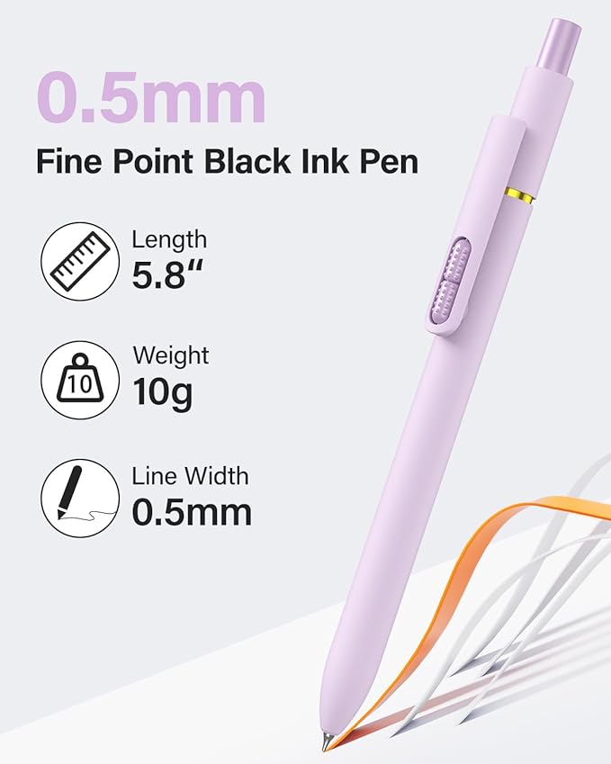inkipen- 16 Pack Pens, Gel pens Black Ink, Fine Point(0.5mm),Quick-Drying Smooth Writing,School and Office Supplies （Morandi）