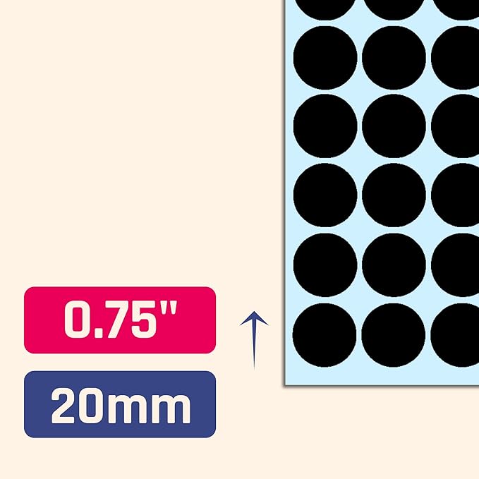 2000 Pack, 3/4" Round Dot Stickers Circle Labels - Black