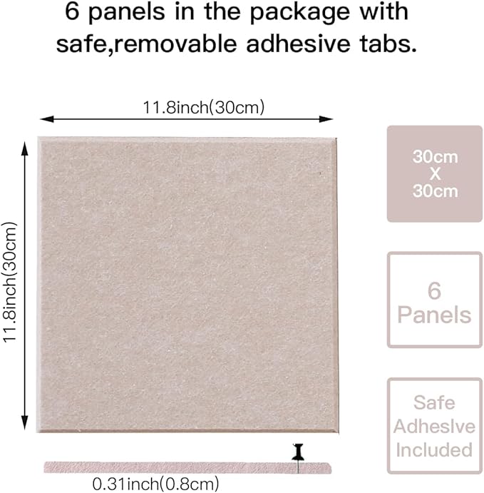 Large Cork Board Alternative, 11.8''x11.8'' 6 Pack Felt Bulletin Board with Safe Removable Adhesive Tabs, Connectable Felt Wall Tiles Bulletin Boards Cork Boards for Walls Pin Board Tack Board-Pink