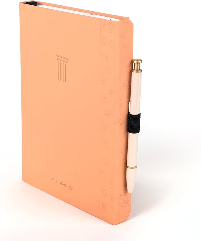 AT-A-GLANCE Wellness Journal, Undated Planner Weekly & Monthly, Self-Care Tracker for Mental & Physical Health, 5-3/4" x 8-1/4", Foundation, Peach (FDH-200)