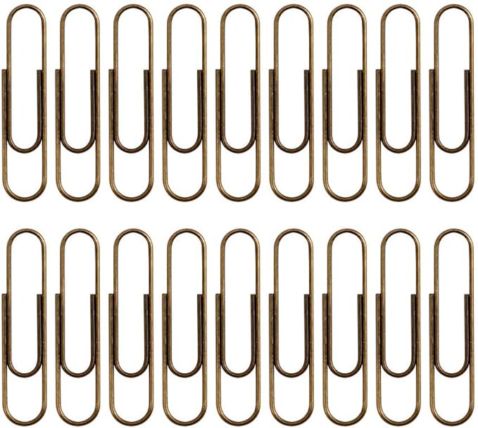Rurili 50 Pieces 50 mm Metal Paper Clips for Office School and Personal Use (Bronze)