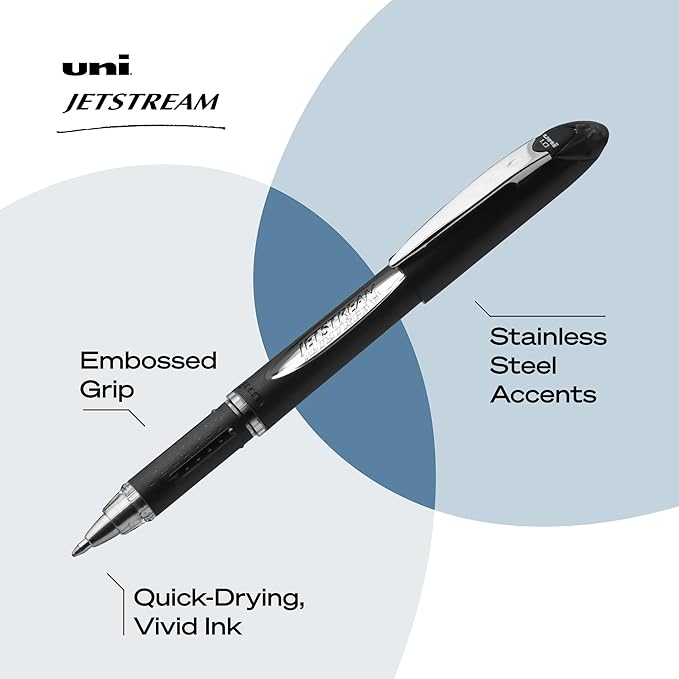 uniball Jetstream Ballpoint Pens, Medium Point (1.0mm), Black, 4 Pack