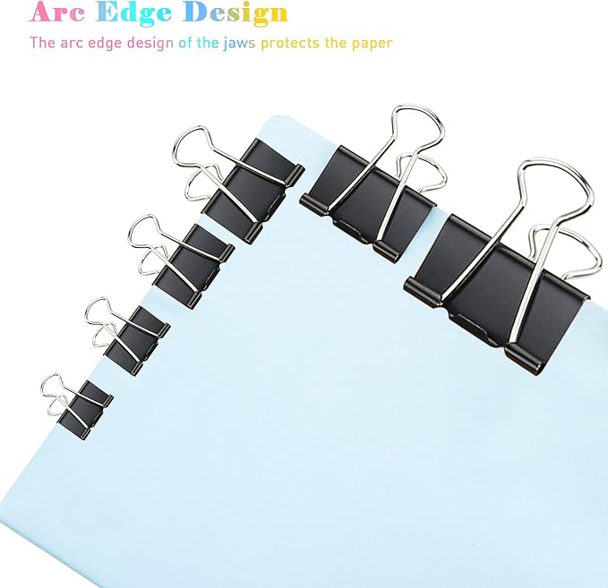 Small Binder Clips, 48 Pack, 3/4 Inch, Standard 19mm, Black, Capacity 0.31 Inch, Mini Paper Clips, Fold Clamp, Office and School Supplies